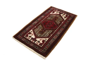 Vintage Red Tribal 2'4X4 Meshkin Persian Rug