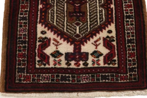 Vintage Red Tribal 2'4X4 Meshkin Persian Rug