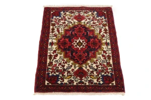 Vintage Cream Geometric 2'5X3'2 Heriz Persian Rug
