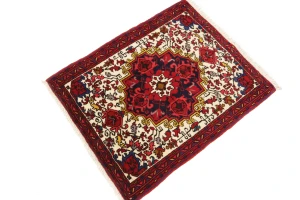 Vintage Cream Geometric 2'5X3'2 Heriz Persian Rug