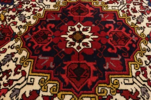 Vintage Cream Geometric 2'5X3'2 Heriz Persian Rug