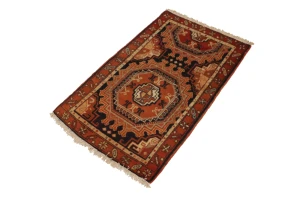 Vintage Tribal Orange 2'2X3'6 Karajeh Persian Rug