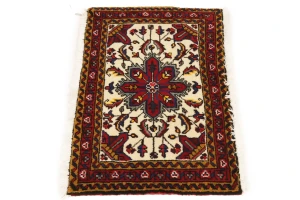 Vintage Cream Tribal 2X3 Heriz Persian Rug
