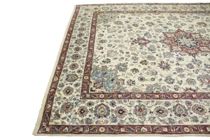 Vintage Cream Traditional 9X12 Isfahan Persian Rug