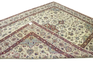 Vintage Cream Traditional 9X12 Isfahan Persian Rug