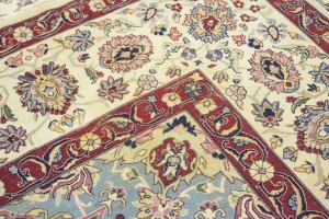 Vintage Cream Traditional 9X12 Isfahan Persian Rug