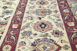 Vintage Cream Traditional 9X12 Isfahan Persian Rug