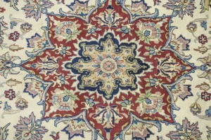 Vintage Cream Traditional 9X12 Isfahan Persian Rug
