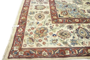 Vintage Cream Traditional 9X12 Isfahan Persian Rug