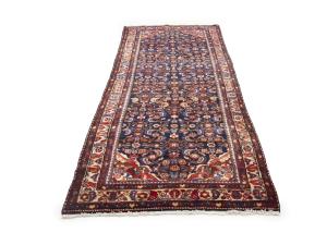 Vintage Purple-navy Floral Tribal 4X10 Hamedan Persian Runner Rug