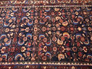 Vintage Purple-navy Floral Tribal 4X10 Hamedan Persian Runner Rug