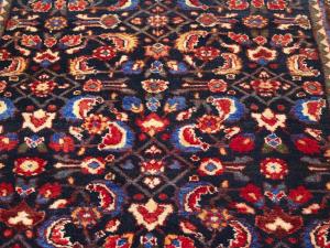 Vintage Purple-navy Floral Tribal 4X10 Hamedan Persian Runner Rug