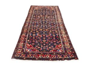 Vintage Purple-navy Floral Tribal 4X10 Hamedan Persian Runner Rug
