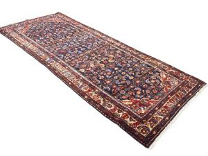 Vintage Purple-navy Floral Tribal 4X10 Hamedan Persian Runner Rug