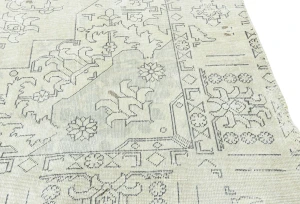 Antique Muted Beige Floral 8'7X12'5 Distressed Vintage Oriental Rug