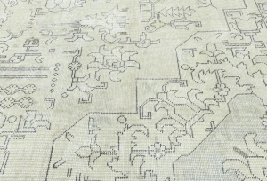 Antique Muted Beige Floral 8'7X12'5 Distressed Vintage Oriental Rug