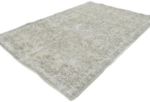 Antique Muted Beige Floral 5X7'5 Distressed Vintage Oriental Rug
