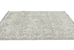 Antique Muted Beige Floral 5X7'5 Distressed Vintage Oriental Rug