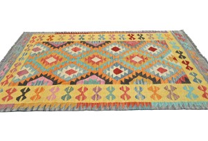 Multicolored Geometric Reversible 5X7 Kilim Oriental Rug