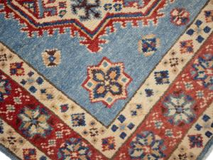 Blue Tribal Geometric 3X21 Kazak Oriental Runner Rug