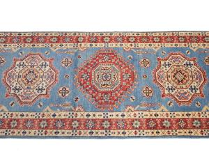 Blue Tribal Geometric 3X21 Kazak Oriental Runner Rug