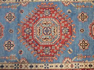 Blue Tribal Geometric 3X21 Kazak Oriental Runner Rug