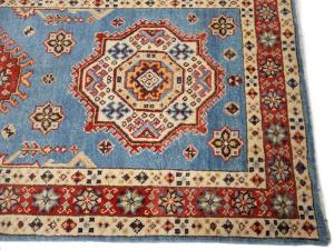 Blue Tribal Geometric 3X21 Kazak Oriental Runner Rug