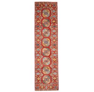 Red Tribal Geometric 3X10 Kazak Oriental Runner Rug