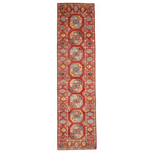 Red Tribal Geometric 3X10 Kazak Oriental Runner Rug