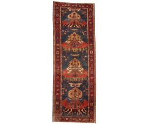 Semi Antique Plum Tribal 4X10 Meshkin Persian Runner Rug