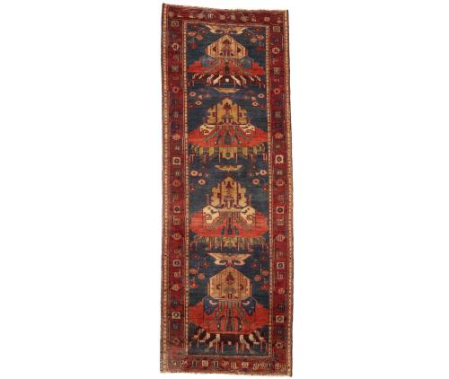 Semi Antique Plum Tribal 4X10 Meshkin Persian Runner Rug