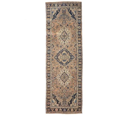 Semi Antique Rusty Beige Tribal 4X11 Hamedan Persian Runner Rug