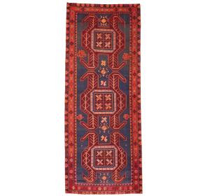 Semi Antique Red Tribal Geometric 4X10 Meshkin Persian Runner Rug