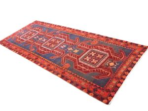 Semi Antique Red Tribal Geometric 4X10 Meshkin Persian Runner Rug