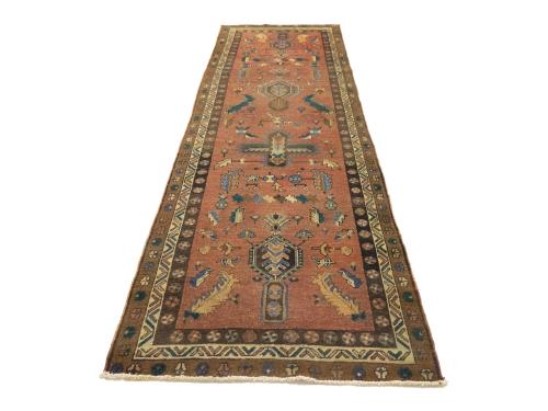 Semi Antique Rusty Red Tribal 3X12 Meshkin Persian Runner Rug