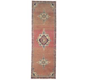 Semi Antique Coral Red Tribal 3X11 Hamedan Persian Runner Rug