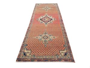 Semi Antique Coral Red Tribal 3X11 Hamedan Persian Runner Rug