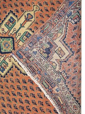 Semi Antique Coral Red Tribal 3X11 Hamedan Persian Runner Rug
