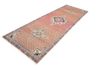 Semi Antique Coral Red Tribal 3X11 Hamedan Persian Runner Rug