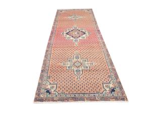 Semi Antique Coral Red Tribal 3X11 Hamedan Persian Runner Rug