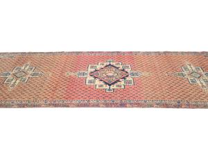 Semi Antique Coral Red Tribal 3X11 Hamedan Persian Runner Rug