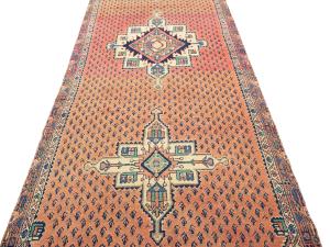 Semi Antique Coral Red Tribal 3X11 Hamedan Persian Runner Rug