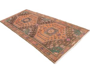 Semi Antique Muted Colors Tribal Floral 4'5X9'8 Meshkin Persian Runner Rug