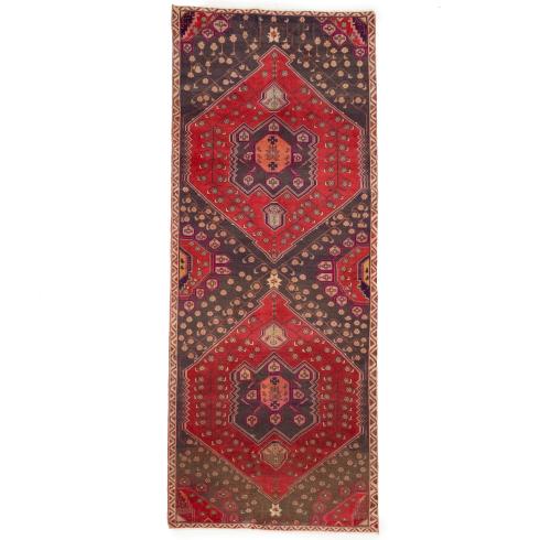 Semi Antique Red Tribal Floral 4X10 Meshkin Persian Runner Rug