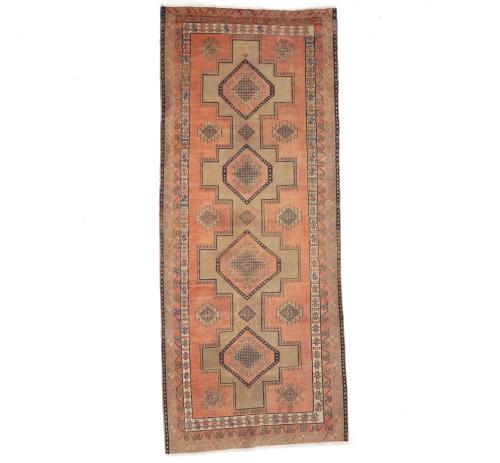 Semi Antique Muted Colors Tribal 4X11 Meshkin Persian Runner Rug
