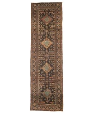 Semi Antique Dark Brown Tribal 4X13 Meshkin Persian Runner Rug