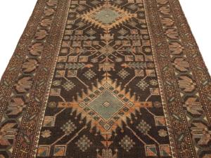 Semi Antique Dark Brown Tribal 4X13 Meshkin Persian Runner Rug