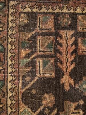 Semi Antique Dark Brown Tribal 4X13 Meshkin Persian Runner Rug
