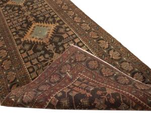 Semi Antique Dark Brown Tribal 4X13 Meshkin Persian Runner Rug