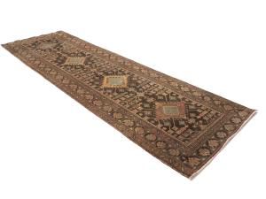 Semi Antique Dark Brown Tribal 4X13 Meshkin Persian Runner Rug